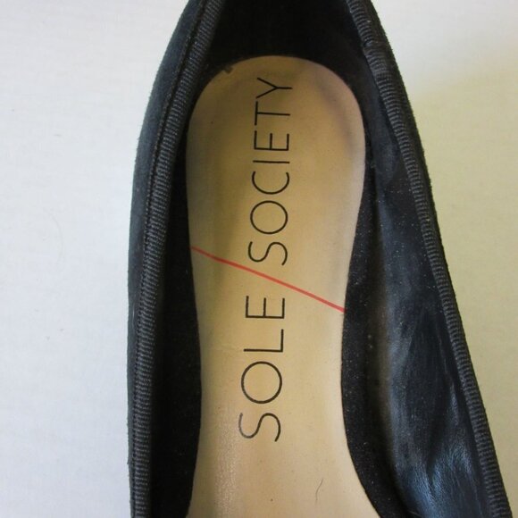 Sole Society Heels Black Suede Pumps Short Block Business Formal Women's 6.5 - Picture 7 of 7